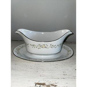 Sango DEBUTANTE PATTERN Gravy Boat w/Attached Underplate Floral Made In Japan